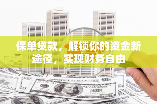 集安保单贷款，解锁你的资金新途径，实现财务自由